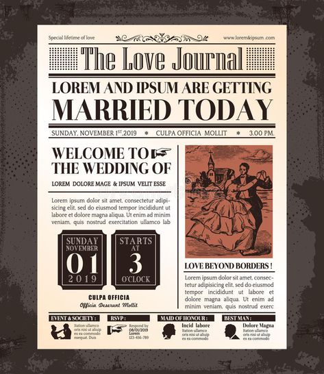 Vintage Newspaper Wedding Invitation card Design. Vintage Newspaper Journal Wedd , #AFF, #Wedding, #Invitation, #Vintage, #Newspaper, #card #ad Newspaper Wedding Invitations, Wedding Newspaper Template, Newspaper Wedding, Wedding Invitation Vector, Newspaper Front Pages, Wedding Newspaper, Anniversaire Harry Potter, Newspaper Template, Invitation Design Template