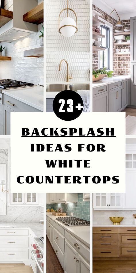 Our Backsplash Ideas for White Countertops are designed to enhance the beauty of your kitchen. Choose from luxurious marble or practical quartz, ideal for pairing with white quartz countertops. These backsplash options suit various cabinet styles, from black granite to butcher block, adding a touch of sophistication to your space White Cabinet Black Countertop Backsplash, Kitchen Backsplash Ideas White Cabinets Black Granite Countertops, Backsplash Ideas For White Countertops, White Ice Granite Countertops Kitchen Backsplash, Kitchen Backsplash Ideas White Cabinets Black Countertops, Black And White Quartz Backsplash, Backsplash With White Quartz Countertops, Creative Backsplash Ideas, Whiye Cabinets Black Backsash