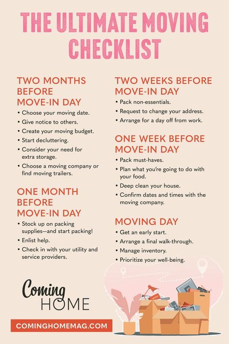 the ultimate moving checklist Move In Checklist New Home, Moving Out Checklist, Checklist New Home, Move In Checklist, Moving Budget, New Home Checklist, Moving Checklist, Packing To Move, Moving Packing