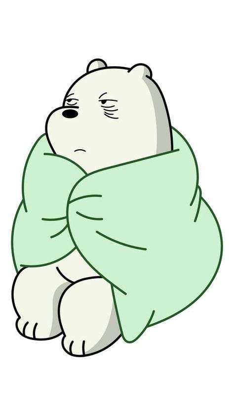 Ice Bear Sticker, White Bear Cartoon, Sleep Stickers, Blanket Drawing, We Bare Bears Ice Bear, Bare Bears Ice Bear, Sleeping Sticker, We Bear Bears, Polar Bear Cartoon