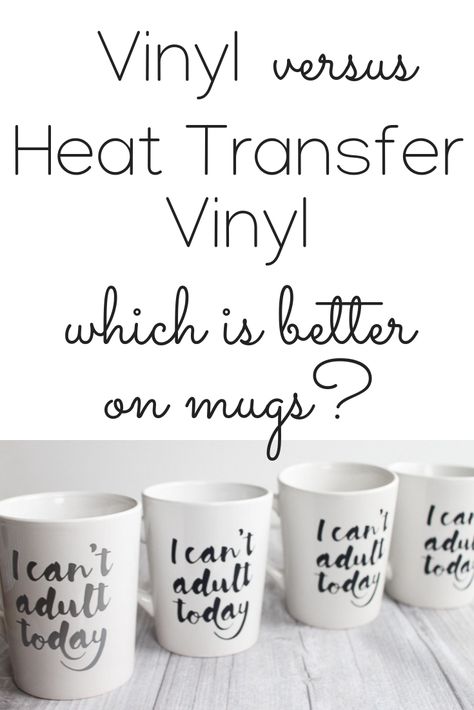 Comparing vinyl versus heat transfer vinyl on mugs. Which is better for your projects? We have all of the answer you need! #cricut #cricutmade Vinyl On Mugs, Cricut Stencil, Cricut Air 2, Vinyle Cricut, Cricut Help, Cricut Supplies, Cricut Explore Projects, Projets Cricut, Cricut Tips