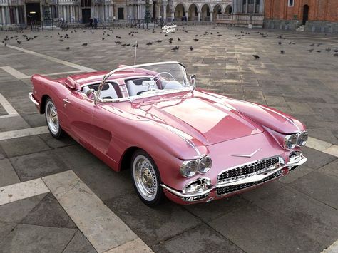 C1 Corvette, Freetime Activities, Carros Vintage, Mobil Drift, Old Vintage Cars, Pink Cadillac, Pink Car, Fancy Cars, Classy Cars