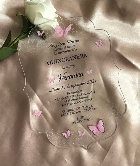 Acrylic Quinceanera Invitations, Sweet 16 Birthday Invitations, 16 Birthday Invitations, Invitations Sweet 16, Table Scaping, Eid Mubark, Quince Invitations, Quince Decorations, Unique Wedding Cards