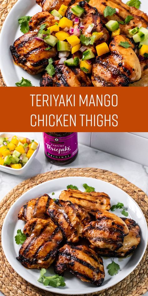 Mango Recipes For Dinner, Mango Chicken Recipes, Mango Salsa Chicken, Sweet Salsa, Summer Chicken Recipes, Mango Salsa Recipes, Mango Chicken, Grilled Chicken Thighs, Grilling Sides