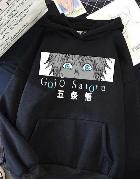 Jujutsu Kaisen Hoodie, Gojo Clothes, Cool Hoodie Design Ideas, Gojo Sweatshirt, Gojo Hoodie, Hoodie Design Print, Otaku Clothes, Hoodie Design Ideas, Attack On Titan Hoodie