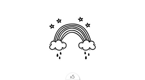 Greyscale cartoon rainbow Rainbow With Clouds Tattoo, Rainbow Clouds Tattoo, Rainbow Tattoo Ideas Black And White, Black And White Rainbow Tattoo, Black Rainbow Tattoo, Black And White Rainbow, Rainbow Tattoo, Storm Tattoo, Rainbow After The Storm