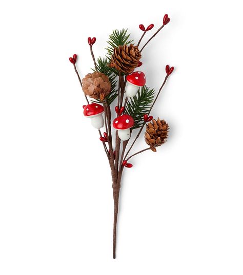 Get in the Holiday Spirit with the Christmas Red Mushrooms & Pine Pick by Bloom RoomAdd a touch of festive cheer to your home decor with the Christmas Red Mushrooms & Pine Pick by Bloom Room This beautiful pick features faux mushrooms, pinecones, pepperberries, and pine needles, making it the perfect addition to your holiday display Whether you display it in a vase on its own or mix it with other faux floral and berry stems, this pick is sure to impress your guestsProduct Details Brand: Bloom Ro Christmas Mushrooms Decoration, Mushroom Christmas Decor, Mushroom Christmas, Castle Christmas, Red Mushrooms, Floral Picks, Holiday Display, Christmas Greenery, Christmas Things