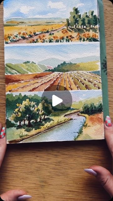 Kristin Van Leuven | Watercolor artist and instructor on Instagram: "3rd landscape in this series of watercolor paintings inspired by Loire valley France. I knew I had to do some kind of water/river. 

My favorite part of this painting is the negative painting with the indigo around the tops of the trees, really creating the texture and highlighting those bright yellow leaves. 

Now they’re all finished! I’m not sure how simple they were in the end 😅 do you have a favorite?" Negative Painting, Loire Valley France, River Seine, Water River, Loire Valley, Yellow Leaves, Water Colour, Watercolor Artist, In The End