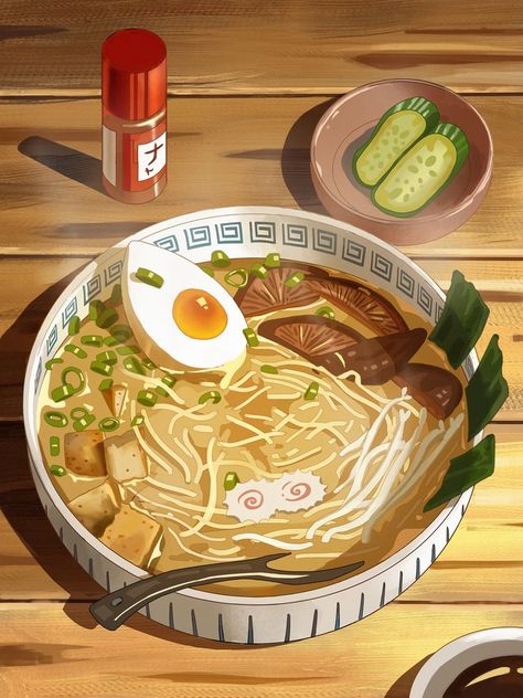 Japanese Food Illustration, Cibo Asiatico, 귀여운 음식 그림, Food Artwork, Food Illustration Art, Handmade Wall Decor, Cute Food Art, Food Wallpaper, Ramen Bowl