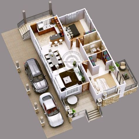 Luxury 2-Bedroom Elevated House Design | Pinoy ePlans Elevated Home Plans, Elevated House Design, Bungalow House Floor Plans, Elevated House, 2bhk House Plan, Bungalow Floor Plans, 3d House Plans, Two Bedroom House, House Floor Design