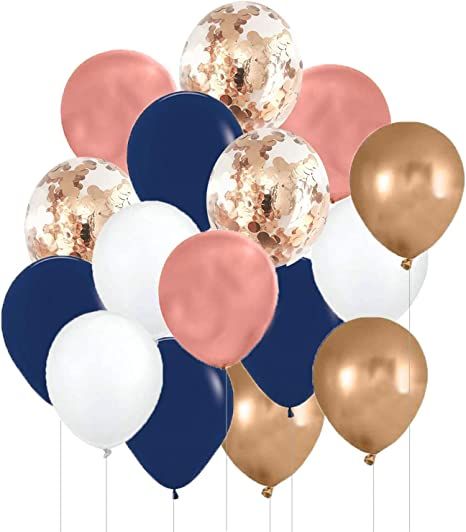 Birthday Party Decorations For Women, Gold Theme Party, Gold Birthday Party Decorations, Gold Birthday Decorations, Rose Gold Party Decor, Rose Gold Theme, White Confetti, Gold Confetti Balloons, Gender Reveal Balloons