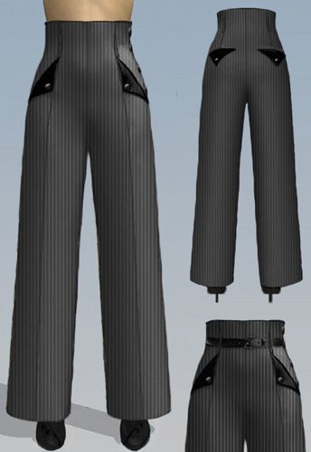 Retro Navigator Side Button Pants by Amber Middaugh Side Button Pants, High Waisted Jeans Outfit, Button Pants, Office Wear Women, Womens Suits Business, Fashion Corner, Formal Pants, Classy Dress Outfits, Mom Dress