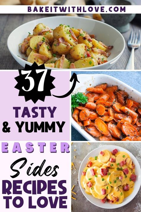 Recipes For Fish, Yummy Vegetables, Easter Sides, Easter Meal, Honey Glazed Carrots, Easter Side Dishes, Bacon Wrapped Asparagus, Baked Bacon, Potatoes Au Gratin