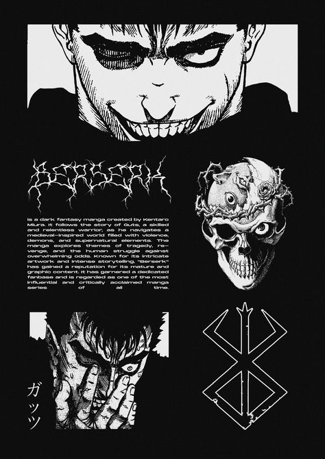 Berserk Poster, Berserk Anime, Japan Graphic Design, Foto Cartoon, Berserk Manga, Banner Web, Graphic Poster Art, Illustration Art Drawing, Cool Anime Wallpapers