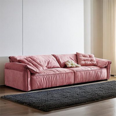 Vibrant Mid Century Modern Living Room, Anthropologie Inspired Living Room, Vintage Sofa Living Room, Funky Couch, Boho Glam Living Room, Pink Couch Living Room, Colorful Eclectic Decor, Pink Sofas, Funky Sofa