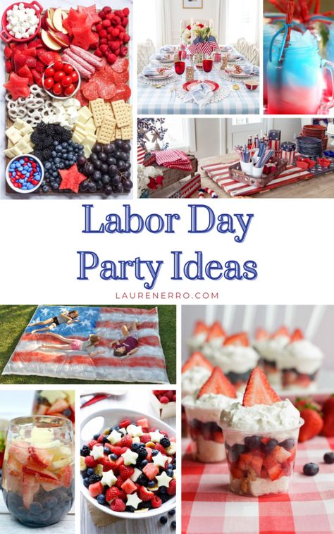 27 Patriotic and Fun Labor Day Party Ideas - Lauren Erro Memorial Day Pool Party, Baby Shower Color Themes, Labor Day Party, Modern Baby Shower Games, Day Party Ideas, Fourth Of July Party, Outdoor Baby Shower, Healthy Lifestyle Food, July Crafts