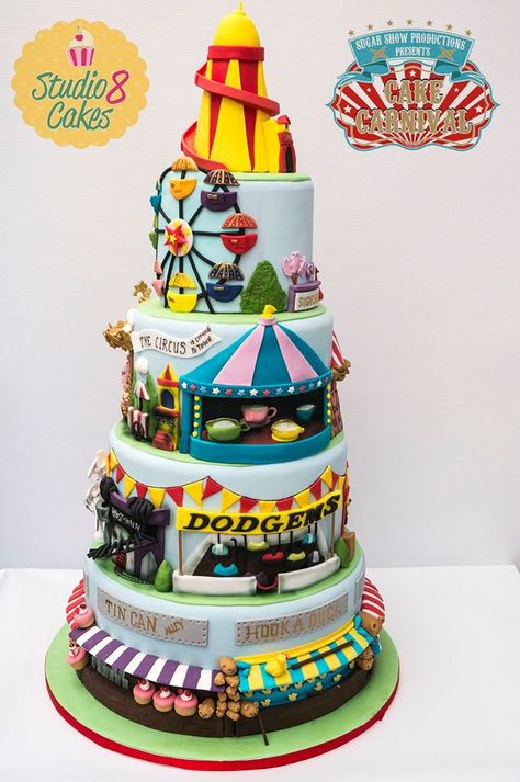 Studio8cakes Summer Birthday Cake, Circus Cakes, Carnival Cakes, Cookie Recipes Decorating, Theme Carnaval, Summer Cakes, Hollywood Party, Novelty Cakes, Gorgeous Cakes