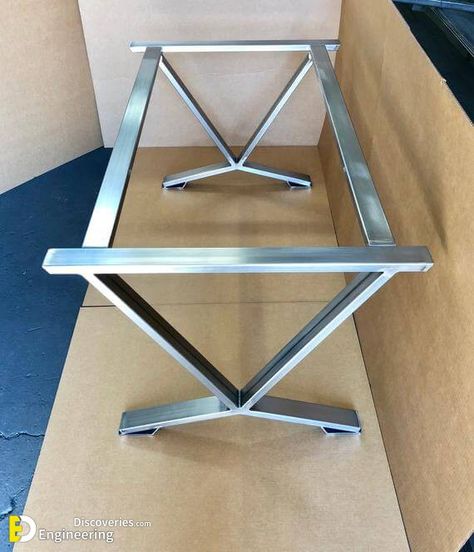 Desk Base, Steel Table Base, Welded Furniture, Diy End Tables, Diy Welding, Metal Furniture Design, Metal Table Base, Welding Table, Dining Table Bases