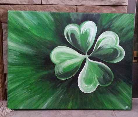 Irish Backgrounds, Clover Painting, Shamrock Art, St Patricks Decorations, Saint Patricks Day Art, Fete Saint Patrick, St Patricks Crafts, Paint Nite, St Patrick's Day Decorations