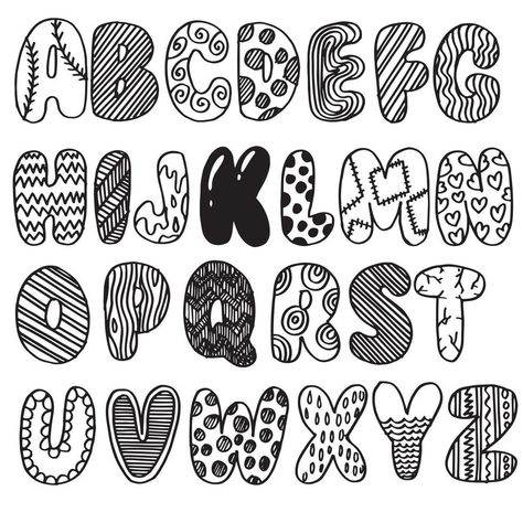 Hand drawn doodle funny font. Set of sketch cute alphabet. Vector illustration for magazines, printings, web posters, hand drawn typography etc. Sketch Font Hand Drawn, Cool Ways To Write Letters, Cool Letters To Draw, Cute Fonts Alphabet Doodles, Image Typography, Doodle Art Name, Doodle Name, Cute Fonts Alphabet, Doodle Funny