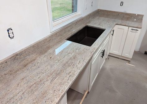 Astoria Granite Countertops Ice Harbor Granite Countertop, Astoria Granite Countertops, Astoria Granite, Granite Kitchen Island, Granite Bathroom, Outdoor Kitchen Countertops, Minimal Patterns, Island Countertops, Granite Countertop