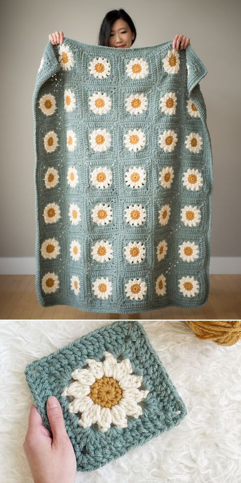 Colorful Wildflower Crochet Blankets – 1001 Patterns Granny Square Haken, Crochet Flower Blanket, Crocheted Blanket, Mode Crochet, Easy Crochet Blanket, Crochet Blanket Designs, Crochet Design Pattern, Fun Crochet Projects, Granny Square Crochet Pattern