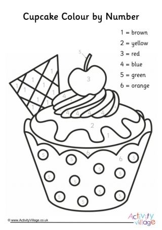 Cupcake Colour by Number 1 Food Colouring Pages, Cupcake Printable, Kids Colouring Printables, Colour By Number, Activity Village, Color By Number Printable, Village Food, Kindergarten Coloring Pages, Food Coloring Pages