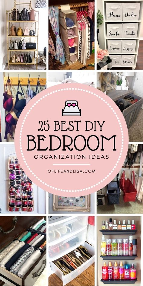 Get your bedroom super organized with these genius decluttering and organizing tips, tricks and hacks. #diy #bedroomdecor #masterbedroom #organization #decor #homedecor #shoes #clothes #ootd #glam #handbags Diy Bedroom Organization, Bedroom Storage Hacks, Organize A Small Bedroom, Organizing Small Spaces, Storage Hacks Bedroom, Bedroom Organization Ideas, Small Bedroom Organization, Diy Rangement, Tips For Organizing