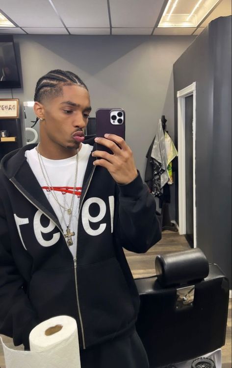 Cornrow Outfits Men, Guys With Cornrows, Braid Aesthetic, Black Hair Undercut, Twist Hair Men, Cornrow Styles For Men, Cornrow Braids Men, Taper Fade Short Hair, Braid Styles For Men