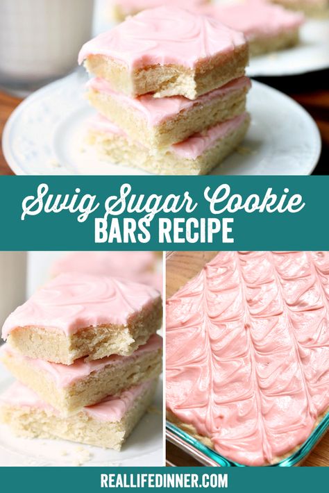 THE BEST SUGAR COOKIE BARS OUT THERE! Swig Sugar Cookie Bar Recipe by Real LIfe DInner ~ https://reallifedinner.com Swig Sugar Cookie Recipe, Sugar Cookie Bar, Sugar Cookie Bars Recipe, Swig Cookies, Sweets Board, Sugar Cookie Bar Recipe, Swig Sugar Cookies, Pinterest Collage, Best Sugar Cookie