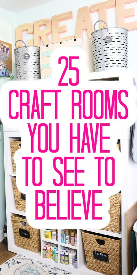 You are not going to believe these gorgeous craft rooms! Take a tour of 25 organized spaces to inspire your own creative space in your home. #craftroom #organization #crafts #creative Organization Crafts, Craft Room Organisation, Rangement Art, Organized Spaces, Craft Room Organization Diy, Small Craft Rooms, Sewing Room Inspiration, Sewing Room Storage, Diy Rangement