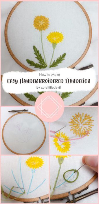 5 Embroidery Dandelion Free Pattern Tutorial - Carolinamontoni.com Dandelion Embroidery Pattern Free, Dandelion Cross Stitch Pattern, Dandelion Embroidery Tutorial, Dandelion Embroidery Pattern, Embroidery Dandelion, Dandelion Embroidery, Cross Stitch Sampler Patterns, Cross Stitch Fairy, Embroidery Stitches Tutorial