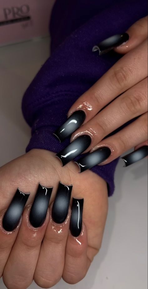 Black Aura Nails, Black Aura, Airbrush Nails, Doll Collar, Classy Acrylic Nails, Short Square Acrylic Nails, Long Acrylic Nails Coffin, Acrylic Nails Coffin Pink, Long Square Acrylic Nails