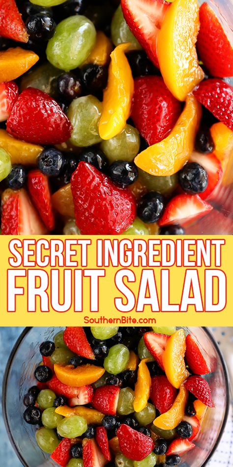 Secret Ingredient Fruit Salad - Southern Bite Pizza Fruit, Easy Fruit Salad Recipes, Best Fruit Salad, Fruit Recipes Healthy, Peach Pie Filling, Fruit Salad Easy, Resep Salad, Summer Salads With Fruit, Fresh Fruit Salad