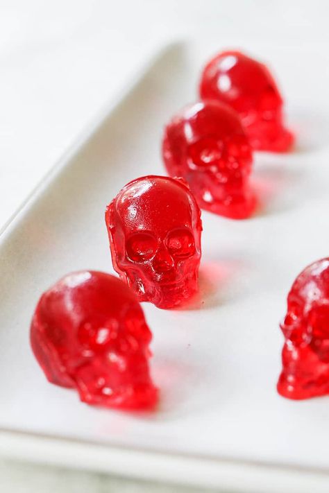 Skull Jello Shots Jello Shots Halloween, Malibu Jello Shots, Shots Jello, Vodka Jello Shots, Jolly Rancher Jello, Strawberry Margarita Jello Shots, Rum Jello Shots, Easy Jello Shots, Blue Jello Shots