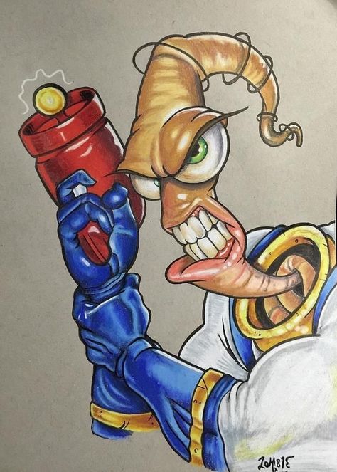 Gamer Aesthetic, Earthworm Jim, Graffiti Pictures, Retro Gaming Art, Sweet Art, Graffiti Characters, Nintendo Art, Cartoon World, Earthworms