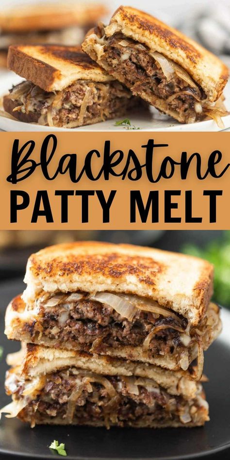 Blackstone Patty Melt Recipe - grillonadime.com Blackstone Recipe, Outdoor Griddle Recipes, Patty Melt Recipe, Griddle Cooking Recipes, Outdoor Cooking Recipes, Blackstone Recipes, Blackstone Grill, Cooking Stone, Melt Recipe