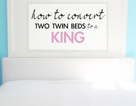 Tips on making a king size be out of two twin beds....I need to do this! King Frame, Trundle Mattress, Two Twin Beds, King Size Sheets, Flower Bedding, Twin Headboard, Twin Beds, Twin Xl Bedding, Dreams Beds