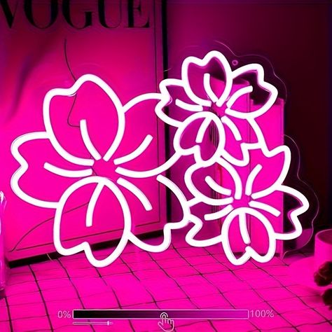 Faster shipping. Better service Neon Signs Aesthetic, Wall Decor Studio, Draw Decor, Flower Neon Sign, Room Led Lights, Signs Aesthetic, Led Wall Decor, Wall Hanging Lights, Cherry Flower