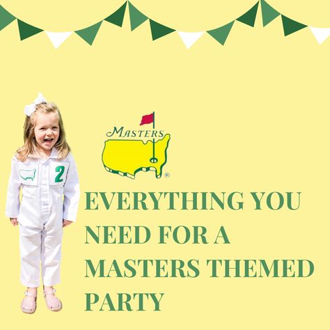 Masters Party Invitation, Masters Party Decor, Masters Party Golf, Masters Party Decorations, Golf Theme Party Outfit, Masters Birthday Party, Masters Party, Golf First Birthday, Golf Theme Party