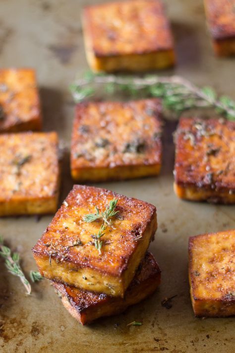 Savory Lemon and Herb Baked Tofu Savory Herb, Tofu Dishes, Baked Tofu, Lemon Herb, Vegan Sandwich, Keto Food, Idee Pasto Sano, Tofu Recipes, Vegan Cooking