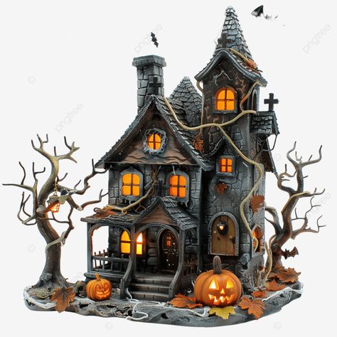 halloween haunted house scene Spooky Houses Halloween, Witch’s House, Cardboard Haunted House Diy, Haunted House Exterior, Haunted House Model, 3d Haunted House, Haunted House Pictures, Halloween Cottage, Tiny Glade