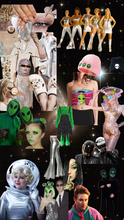 Space Futuristic Aesthetic Outfit, Galactic Bachelorette, Alien Disco Party, Space Party Aesthetic, Out Of This World Theme Party, Space Disco Outfit, Space Disco Party, Futuristic Party Theme, Cosmic Costume