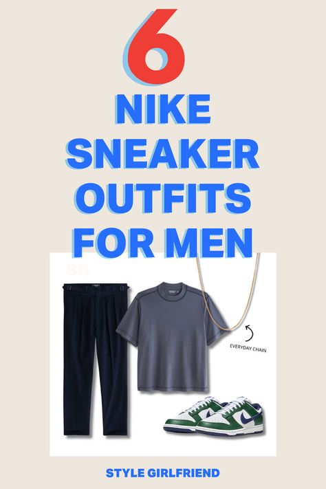 headline: 6 nike sneaker outfits for men Mens White Sneakers Outfit, Nike Dunks Outfit Men, Nike Dunk Low Outfit Men, Nike Dunk Low Outfit, Summer Business Casual Outfits, White Sneakers Outfit, Sneakers Outfit Casual, Sneakers Outfit Men, Casual Date Night Outfit