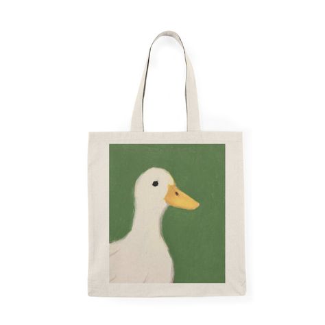 A 100% cotton tote bag with the cutest duck 🌸 Tote Bag Ideas Paint, Drawing On Tote Bag, Tote Bag Art Painting, Painting Tote Bag Ideas, Canvas Tote Bag Painting, Tote Bag Design Ideas Aesthetic, Tote Bags Painting, Painted Tote Bag Ideas, Canvas Bag Painting Ideas