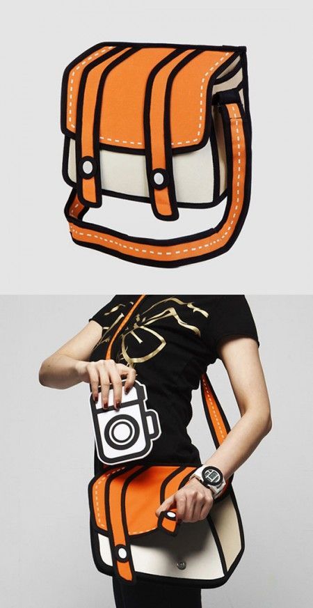 2d Bags, Jump From Paper, Comic Bag, Cartoon Bag, Cool Inventions, Leather Bags Handmade, Cute Bags, Diy Bag, Cartoon Styles