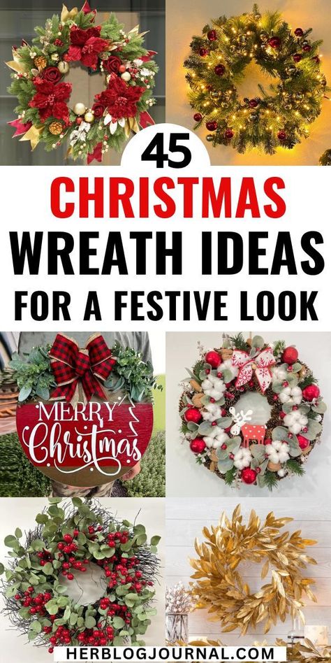 Christmas wreaths for front door Christmas Decorations Diy Outdoor Wreaths & Garlands, Christmas Wreaths For Door, Kitchen Christmas Wreath Ideas, How To Make A Xmas Wreath, Vintage Christmas Wreath Ideas, Decorating Christmas Wreaths Ideas, Indoor Christmas Wreath Ideas, Large Christmas Wreath Ideas, Christmas Reef Ideas Diy