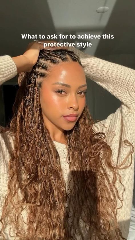 Protective Hairstyles: How to Get This Look Goddess Braids With Curls, Colors Braids, Boho Goddess Braids, Boho Braided Hairstyles, Braids Blonde, Braiding Hair Colors, Short Box Braids Hairstyles, Goddess Braids Hairstyles, Box Braids Hairstyles For Black Women