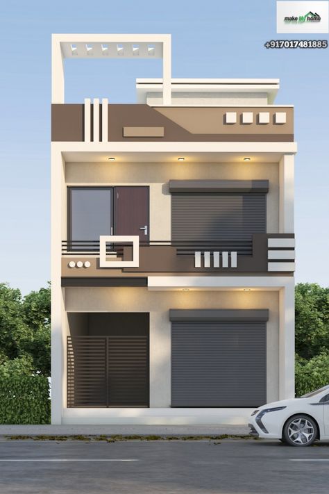 Home Outside Painting Ideas, Parapet Wall Design Terrace, Simple Elevation Design, Parapet Wall Design, Parapet Design, Front Building Design, House Front Wall Design, 20x40 House Plans, 3 Storey House Design