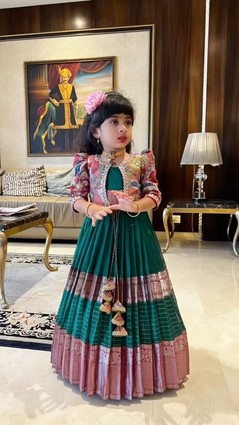 Our curated weaves and the intricate works are the most versatile styling options for the little ones Please come and witness the finest… | Instagram Kids Dress Patterns Indian, Baby Dress Patterns Party Wear, Traditional Dresses For Kids Girl, Designer Frocks For Kids, Kids Langa Blouse Designs, Pattu Frocks For Kids, Kids Pattu Langa Designs, Girls Dress Design, Kids Gown Design